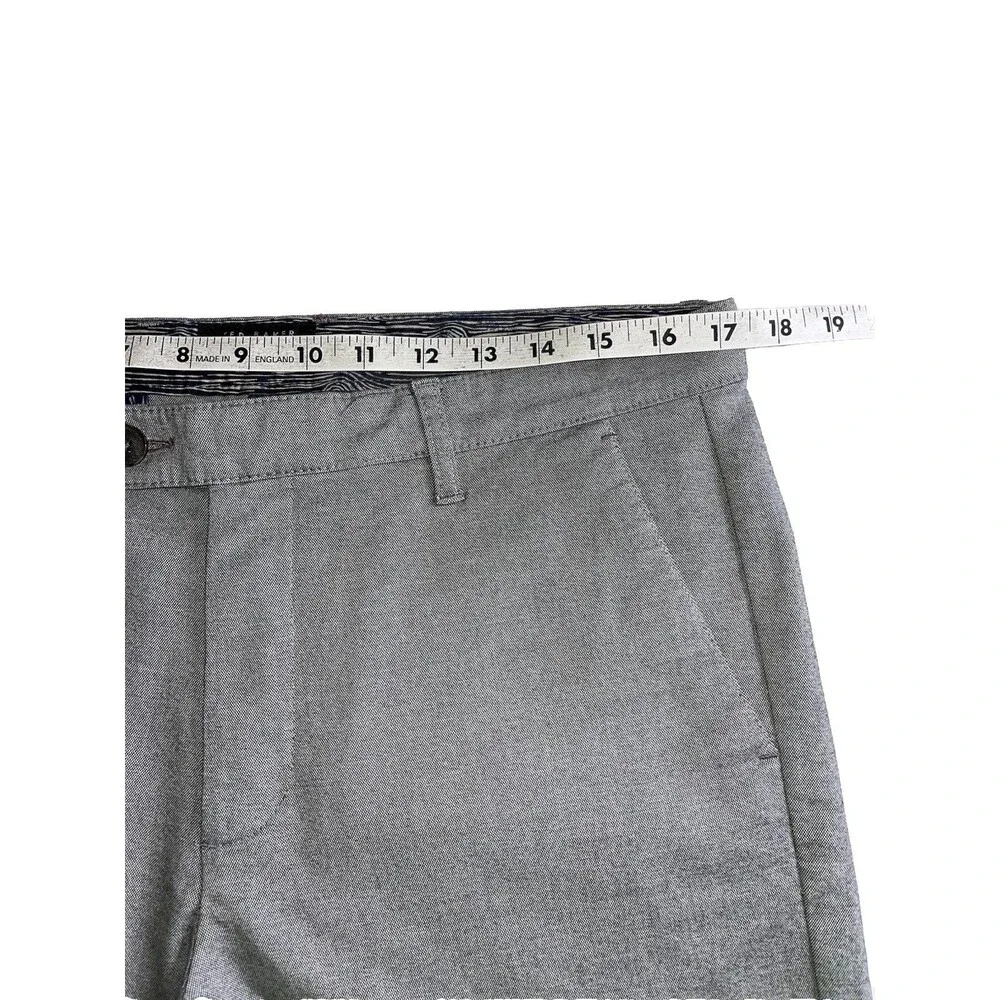 Ted Baker Pants Mens 34x28 Gray Volvek Classic Fit Trouser Flat Front Chino